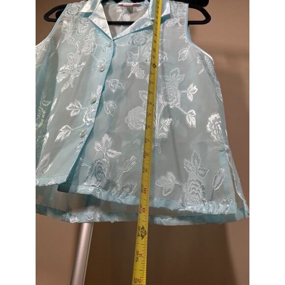 Oscar De La Renta Pink Label Lace Floral Button Front Sleeveless Blouse Size M - Picture 7 of 7